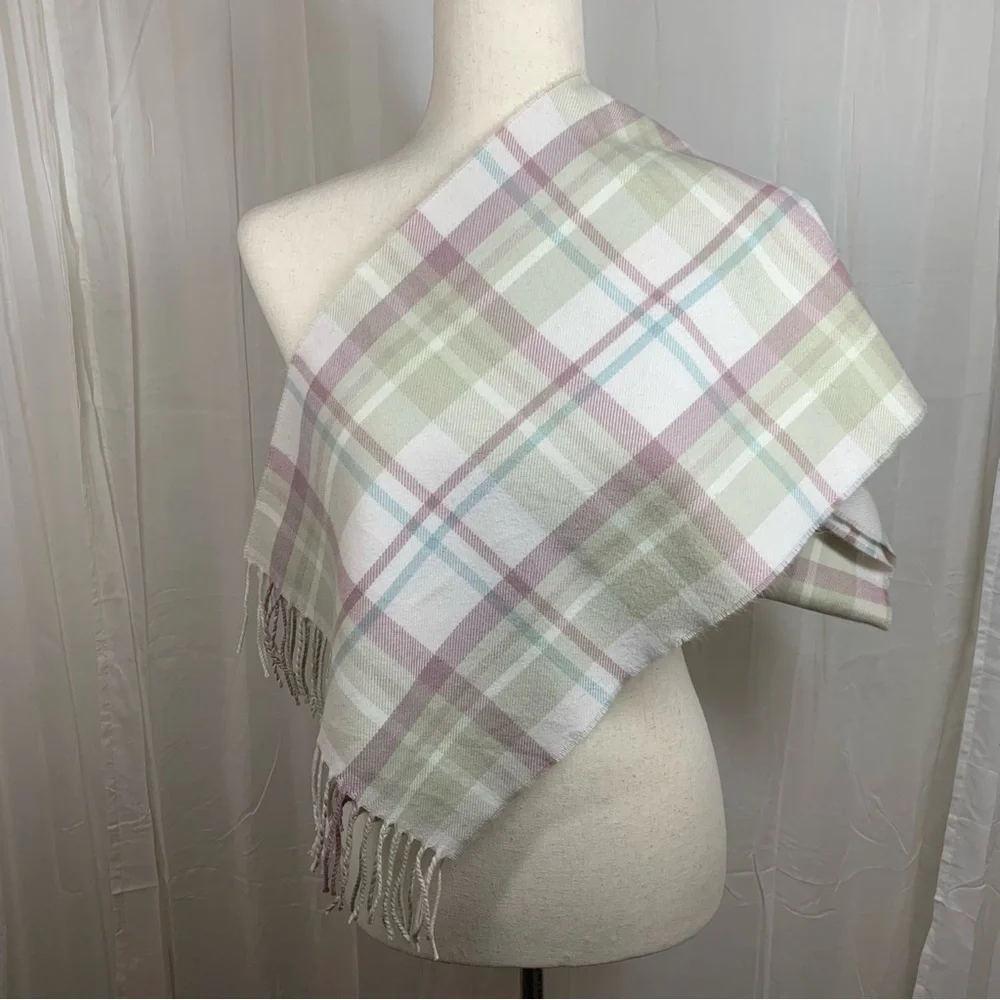 Unbranded Check Plaid Scarf Ivory‎ Light Blue Mauve Beige